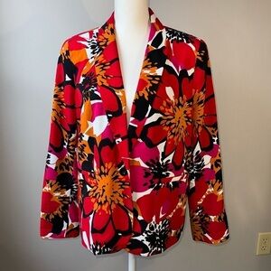 Worthington Blazer Vintage Colorful Floral Single Breasted Lightweight Size XL
